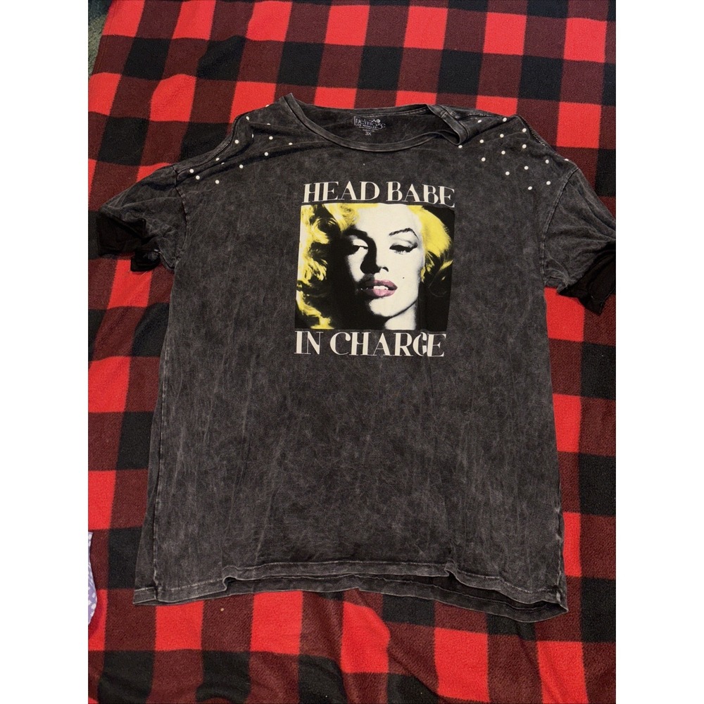 Vintage Marilyn Monroe Graphic T-Shirt Women's 3X Black Pearl Stud Retro Plus